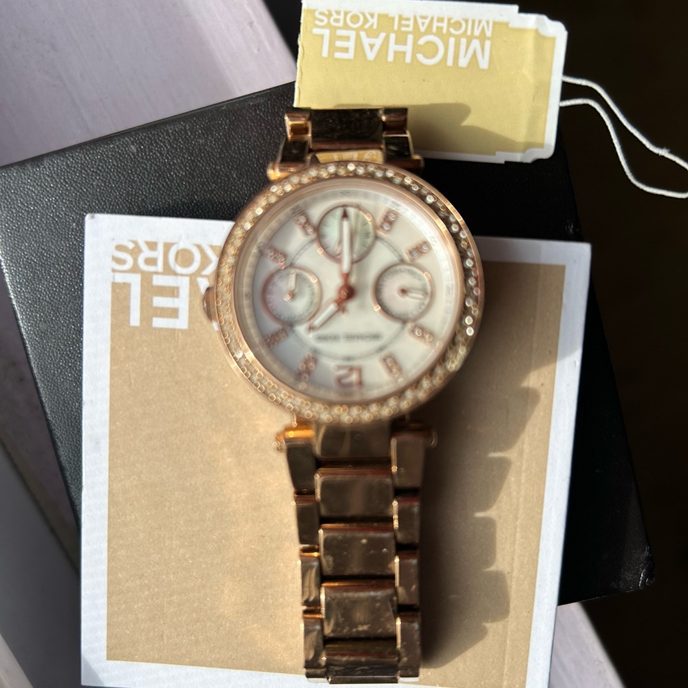 MICHAEL Michael Kors Rose Gold Watch with Crystal Bezel